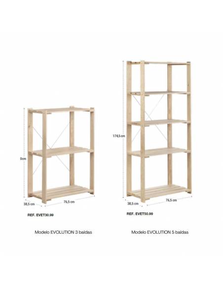 Estantería Madera Almacenaje de Pino Macizo con Baldas Regulables Evolution – ASTIGARRAGA