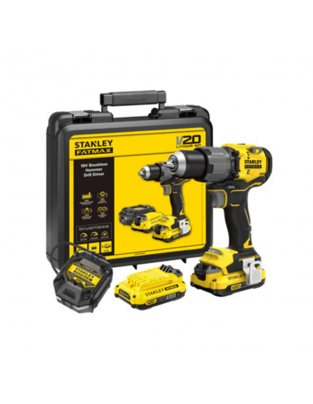 Taladro Percutor Brushless V20 Lithium-Ion 18V con 2 Baterías - STANLEY