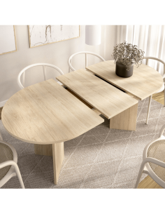 Mesa de Comedor Ovalada Extensible Bari Color Natural – Dekit 2