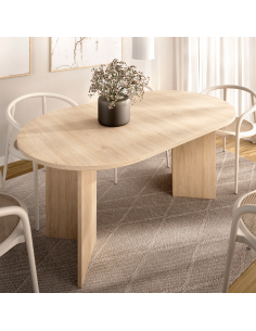 Mesa de Comedor Ovalada Extensible Bari Color Natural – Dekit