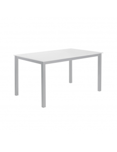 Mesa Cadell Fija 140x90 cm Gris Plata con Tapa Blanca de Cristal - Hibuhome
