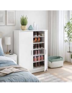 Zapatero Armario Liss Blanco 6 Estantes Regulables 101x75x36 cm - Forés