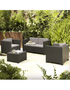 Conjunto de Jardín Diva Tropea 4 Piezas Antracita con Cojines 2