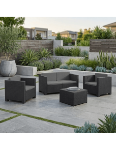 Conjunto de Jardín Diva Tropea 4 Piezas Antracita con Cojines