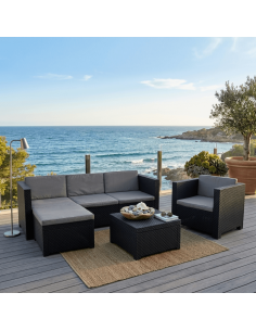 Conjunto de Exterior de Sofá + 2 Sillones + Puff + Mesa Baja Manhattan - SP BERNER