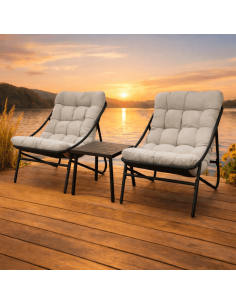 Conjunto de Jardín 3 Piezas Metal Antracita con Cojines 2