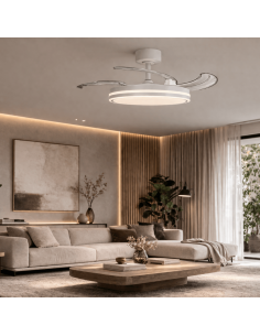 Ventilador de Techo LED Küken Blanco con Aspas Retráctiles 107 cm