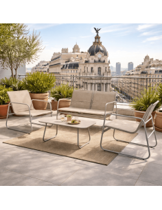 Conjunto Jardín 4 Piezas Bogotá Beige  Mesa, Banco y Sillas