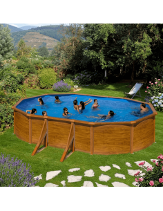 Piscina Acero Ovalada 500x300x120 cm Efecto Madera con Depuradora