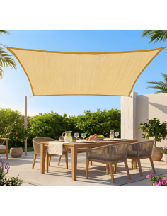 Toldo Vela Cuadrado Impermeable 3.6 x 3.6 m de Poliéster Color Arena JARBRIC para Exterior