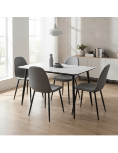 Mesa fija Pimer porcelánica 120x70 cm patas negras  Mesa comedor cocina moderna Mesa comedor moderna - Hibuhome