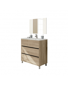 Mueble de baño Kalma 80 cm con lavabo y espejo roble Cambrian  Mueble lavabo 2
