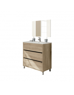 Mueble de baño Kalma roble Cambrian con espejo sin lavabo 80 cm | Mueble lavabo 2
