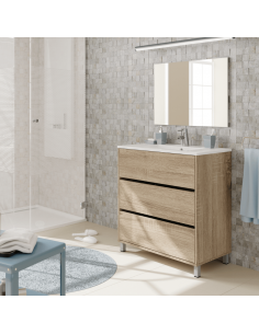 Mueble de baño Kalma roble Cambrian con espejo sin lavabo 80 cm | Mueble lavabo