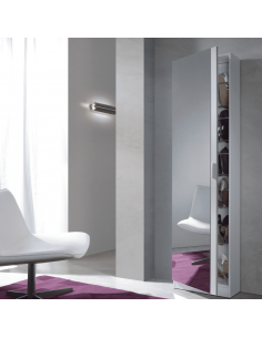 Zapatero Kris 1 Puerta con Espejo Blanco Brillo Fores 50x180x20 cm | Envío Gratis 2