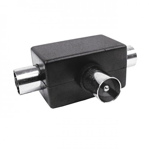 CONECTOR TV TRIPLE AXIL - NORMAL 1 MACHO 9,5MM 2 HEMBRAS 9,5MM