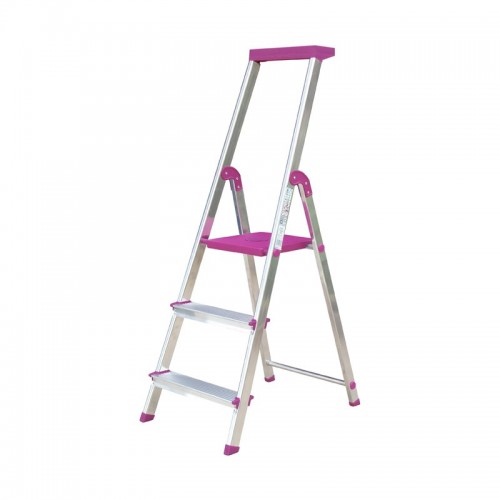 Escalera Doméstica/Profesional Plegable de Aluminio BriColor - ROLSER - 3 peldaños - Malva 2
