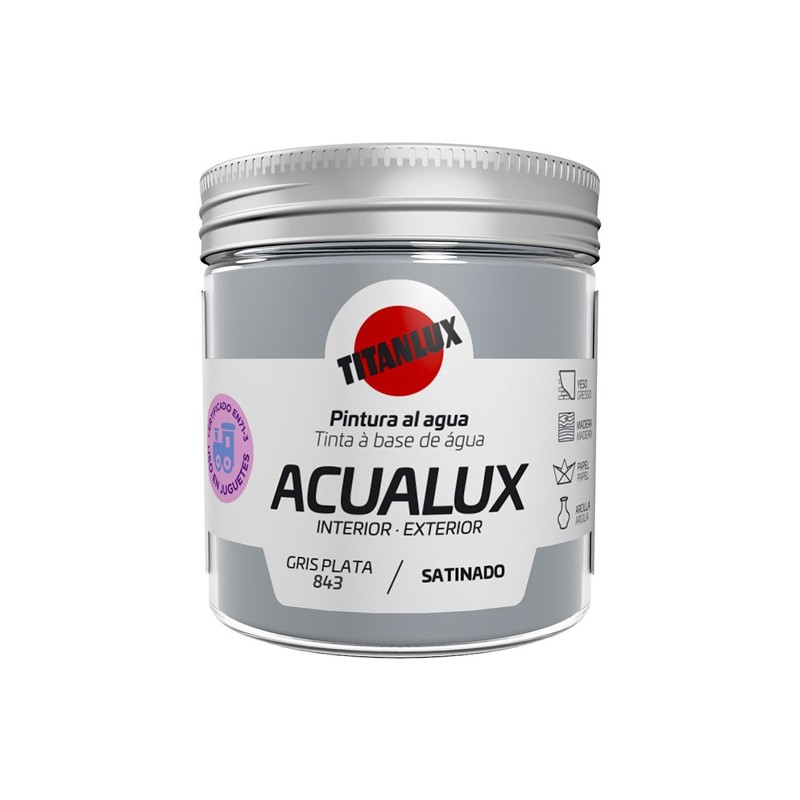 Pintura Acrílica Acualux - TITANLUX - Gris plata satinado 75 ml