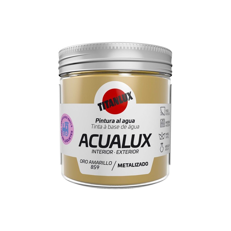 Pintura Acrílica Acualux - TITANLUX - Oro amarillo metalizado 75 ml