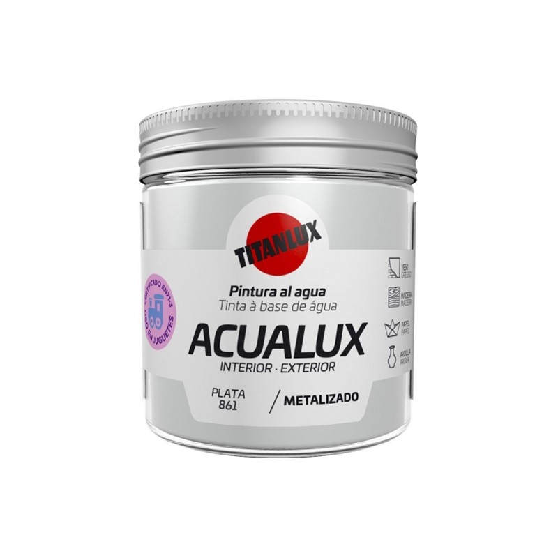Pintura Acrílica Acualux - TITANLUX - Plata metalizado 75 ml