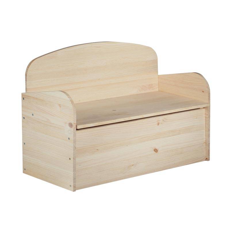 Banco de madera con mueble de almacenaje